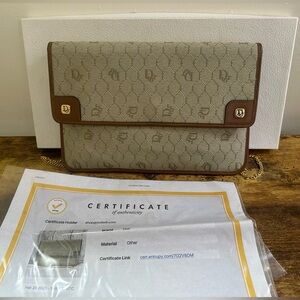 Christian Dior Vintage  Canvas And Leather Handbag